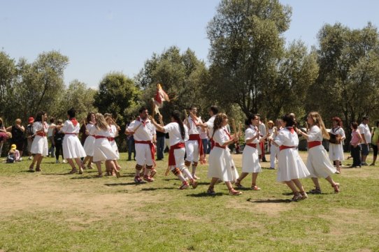 El grup de Ball de Bastons, durant l'Aplec de Castellar Vell