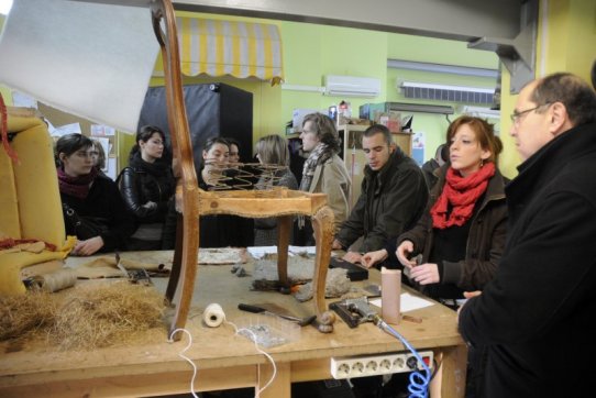 Visita dels estudiants de la Cambra de Comerç de París a Lluís Alforja