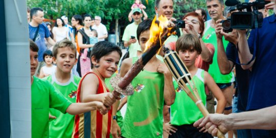 Imatge de l'arribada de la Flama del Canigó, l'any 2015.