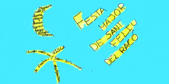 Fragment del cartell de la Fesa Major de Sant Feliu del Racó 2016, obra d'Ariadna Lapiedra (9 anys).