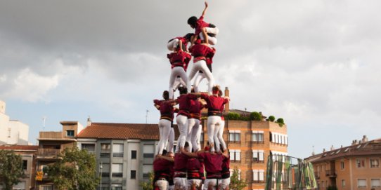 Imatge de l'exhibició castellera durant la Festa Major de 2016.