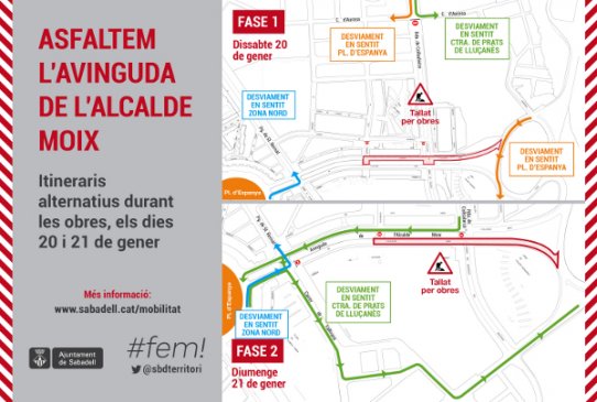 Plànol que ha facilitat l'Ajuntament de Sabadell sobre les obres.