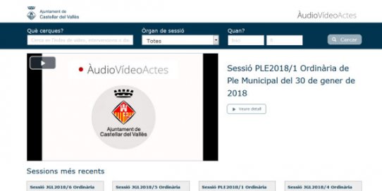 Imatge de la pàgina principal del portal de vídeo actes.