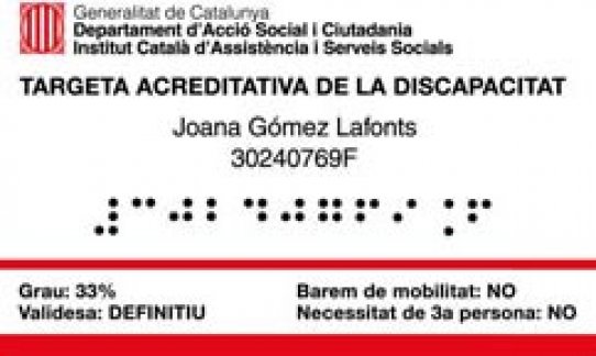 La targeta acreditativa de la discapacitat