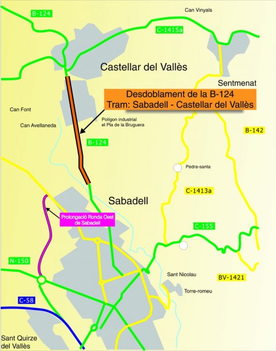 Plànol del tram del desdoblament de la B-124