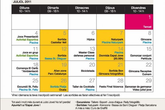 Calendari d'activitats