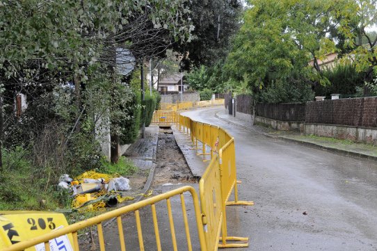 Imatge de les obres al carrer de Sant Miquel de Toudell