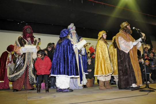 Melcior, Gaspar i Baltasar, durant la seva visita a Castellar el 5 de gener de 2012